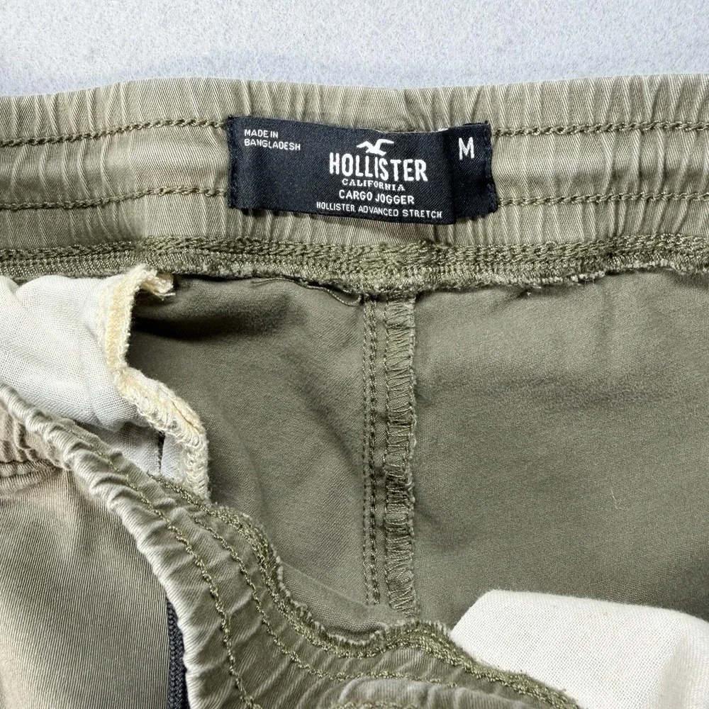 Hollister Cargo Jogger Pants Men Medium Olive Green Stretch Tactical Utility